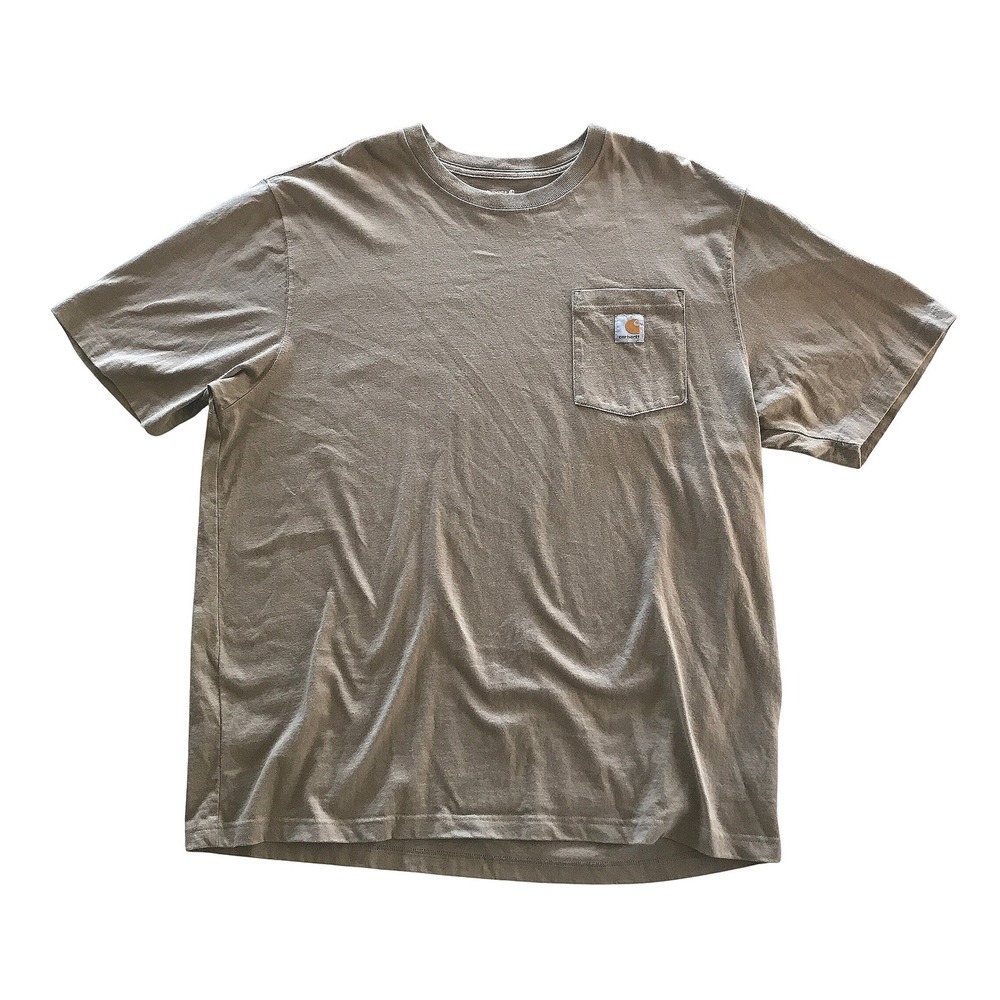 Carhartt Men XL Loose Fit K87 Pocket T-Shirt Tan Brown Short Sleeve Workwear